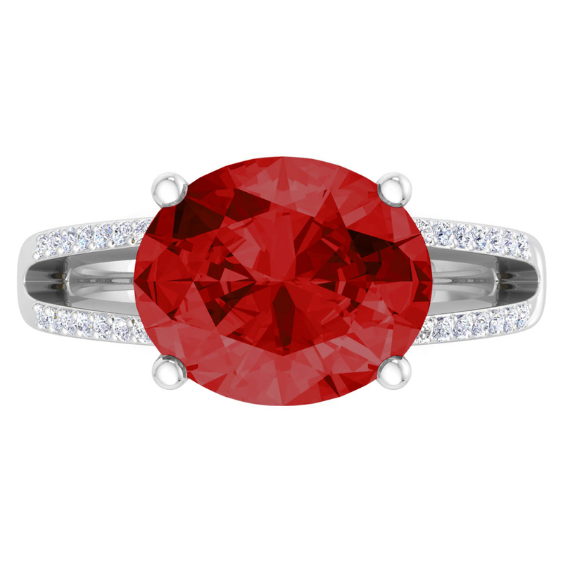 Martha Stewart 4 1/2ctw. Oval Ruby & Lab Grown Diamond Ring In Sterling Silver image number null
